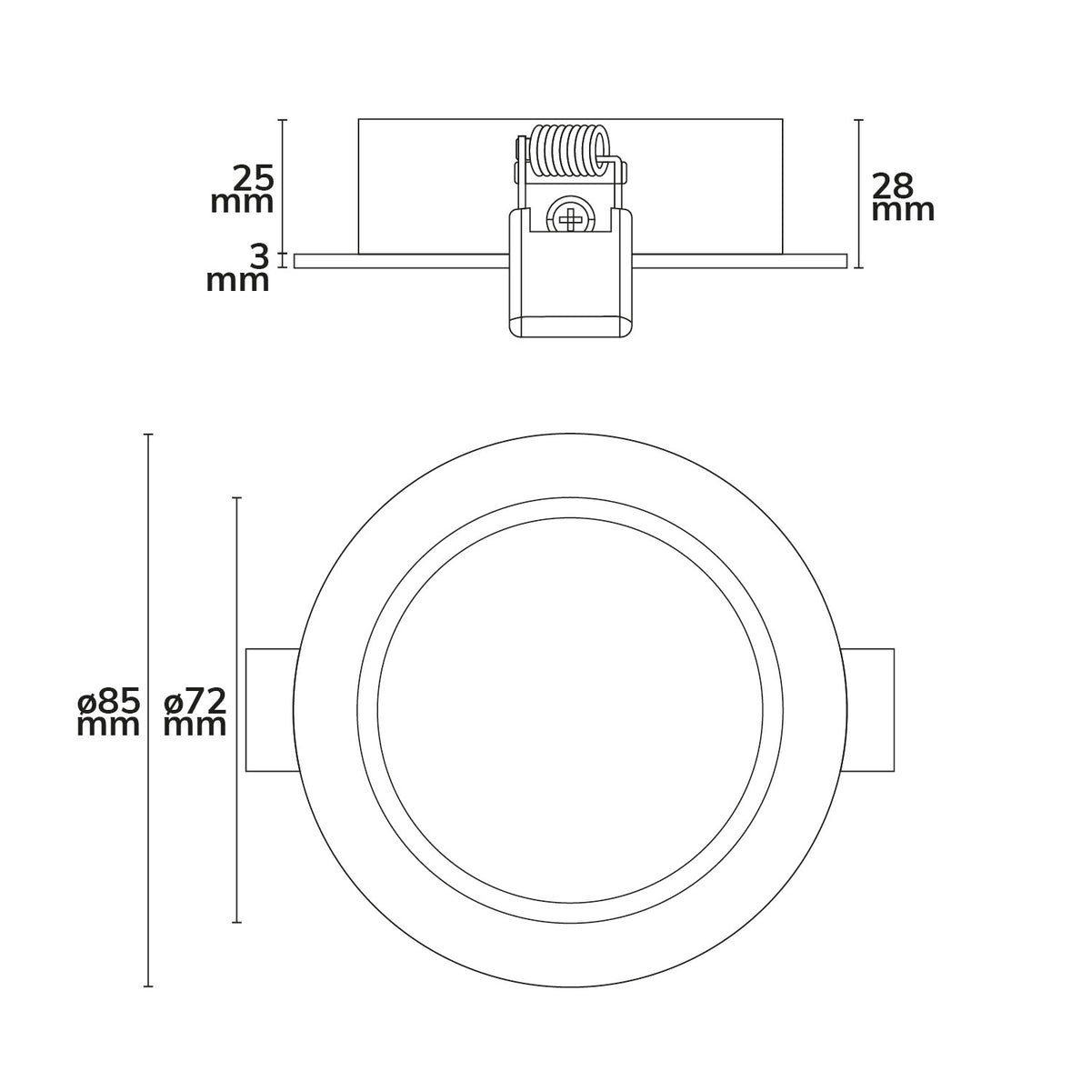 Inbouwframe | rond | gatmaat 68mm | geborsteld aluminium | voor GU10/MR16