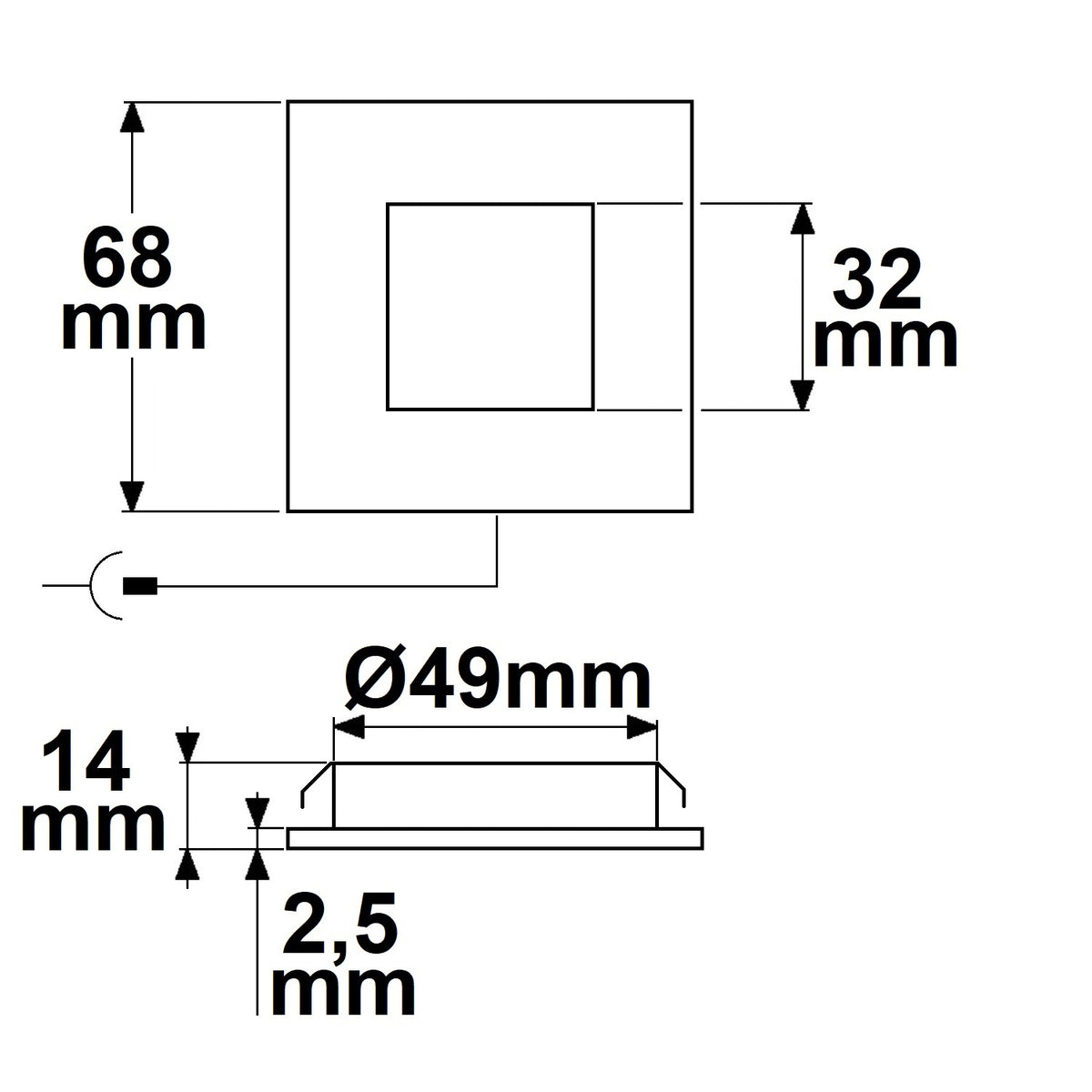 MiniAMP | Meubelinbouwspot | vierkant | 3000K | 3W | 24V | 120° | zwart