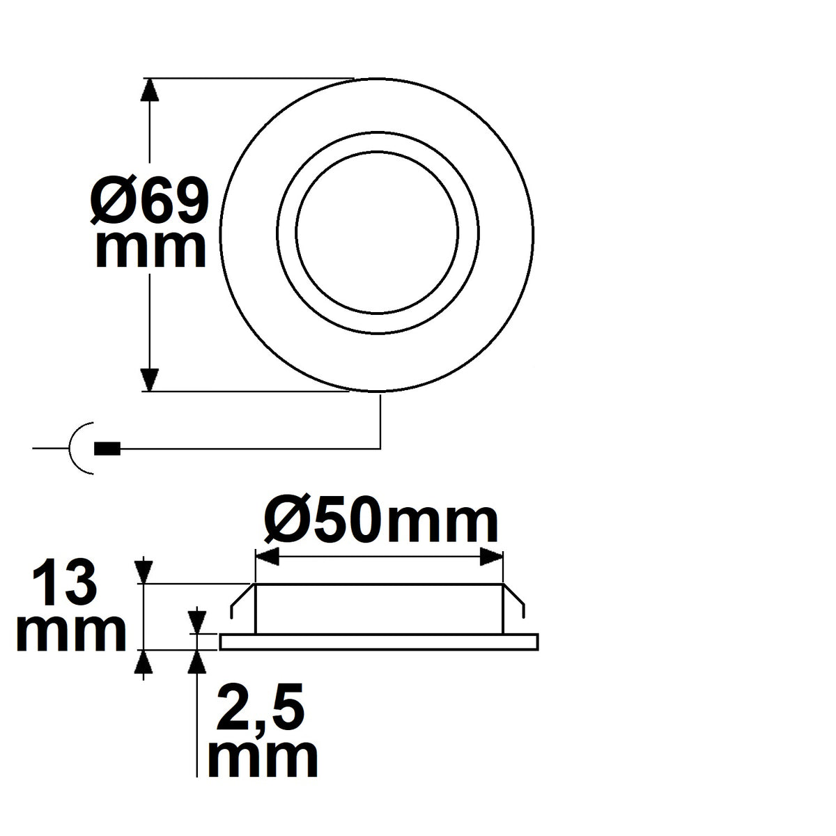 MiniAMP | Meubelinbouwspot | rond | 3000K | 3W | 12V | 120° | geborsteld aluminium