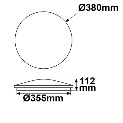 Plafondlamp | wand/plafond | rond | DN380 | 24W | IP54 | wit