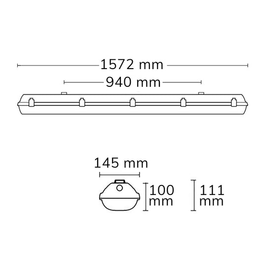 Lineaire armatuur | waterdicht | ATEX II | 150cm | IP66 | 48,3W | 6000K