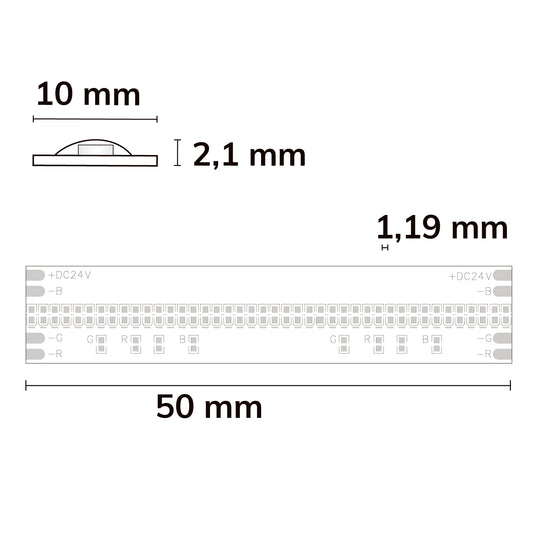 COB RGB Linear | LED-strip | 5m | 14,4W/m | 24V | IP20