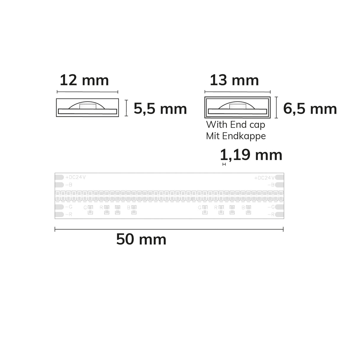 AQUA COB RGB Linear | LED-strip | 5m | 14,4W/m | 24V | IP68
