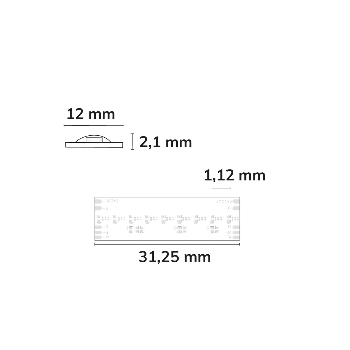 COB RGB+3000K Linear | LED-strip | 5m | 20W/m | 24V | IP20