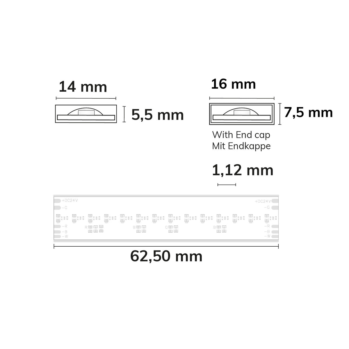 AQUA COB RGB+3000K Linear | LED-strip | 5m | 20W/m | 24V | IP68