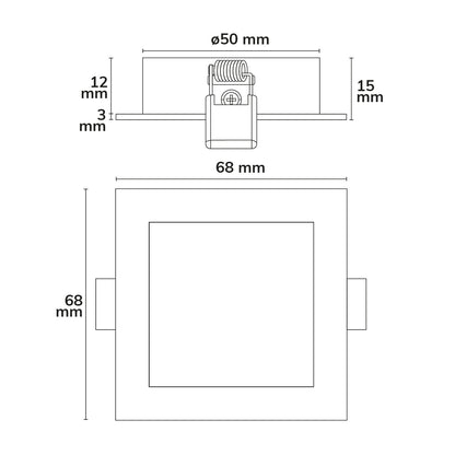 Meubelinbouwspot | geborsteld aluminium | hoekig | 3W+3W | 24V | 1900-5000K | dimbaar