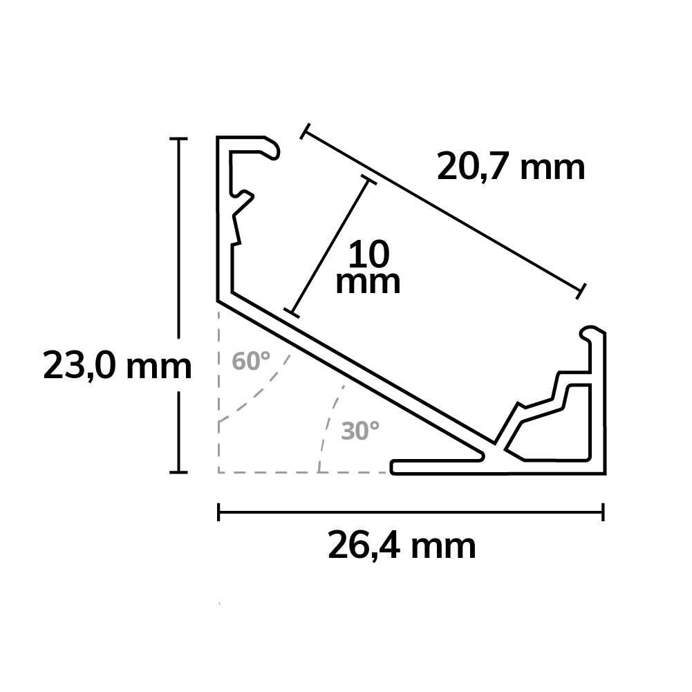CORNER18 | Aluminium profiel hoek | zwart RAL9005 | 200cm