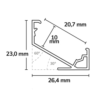 CORNER18 | Aluminium profiel hoek | wit RAL9003 | 200cm