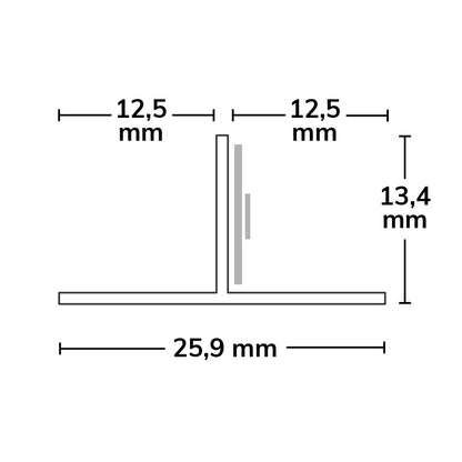 T-profiel 12 | Aluminium profiel | gipsplaat | wit RAL9003 | 200cm