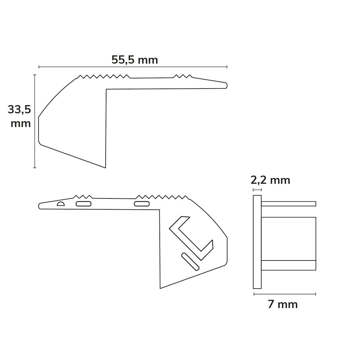 EC222 | Profielaccessoire | eindkap grijs voor STAIRS12 | rechts | 1 stuk