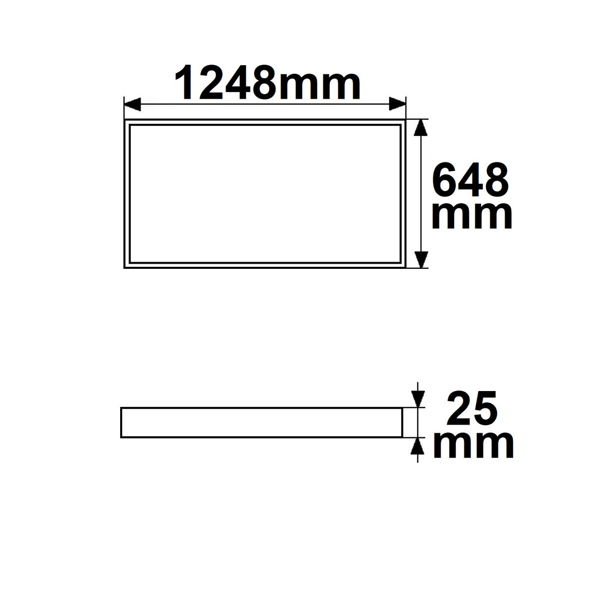 H25 | Lichtframe | binnenmaat 592x1192mm | dynamic white | 74W | CRI92