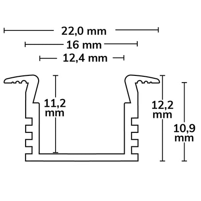 MAXI-EB V2 | Aluminium profiel | inbouw | geanodiseerd | 200cm