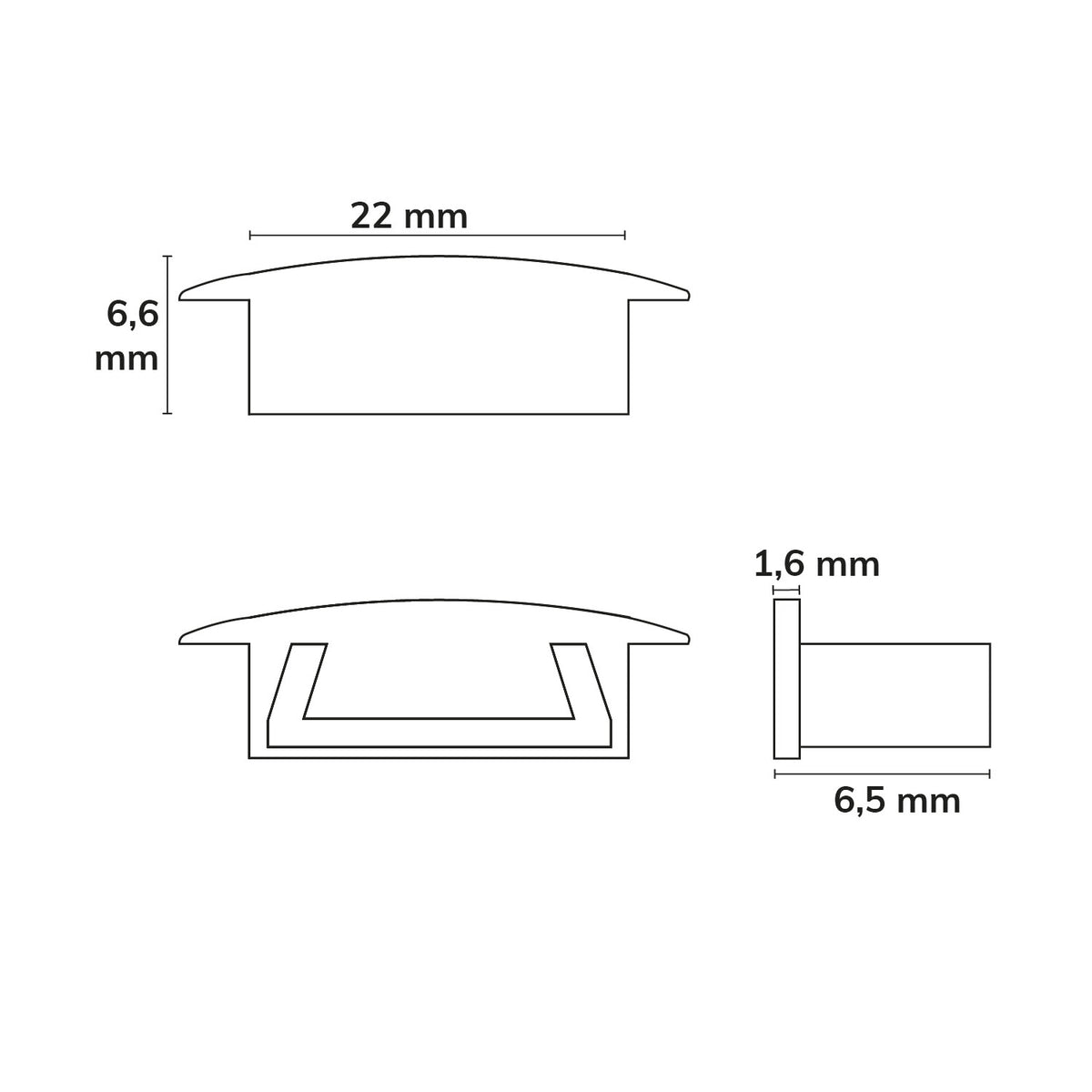 EC230 | Profielaccessoire | eindkap grijs voor MINI-EB V2 | met kabeldoorvoer | recht