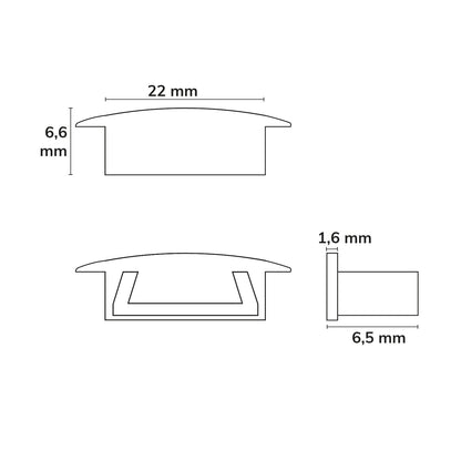 EC230 | Profielaccessoire | eindkap grijs voor MINI-EB V2 | met kabeldoorvoer | recht