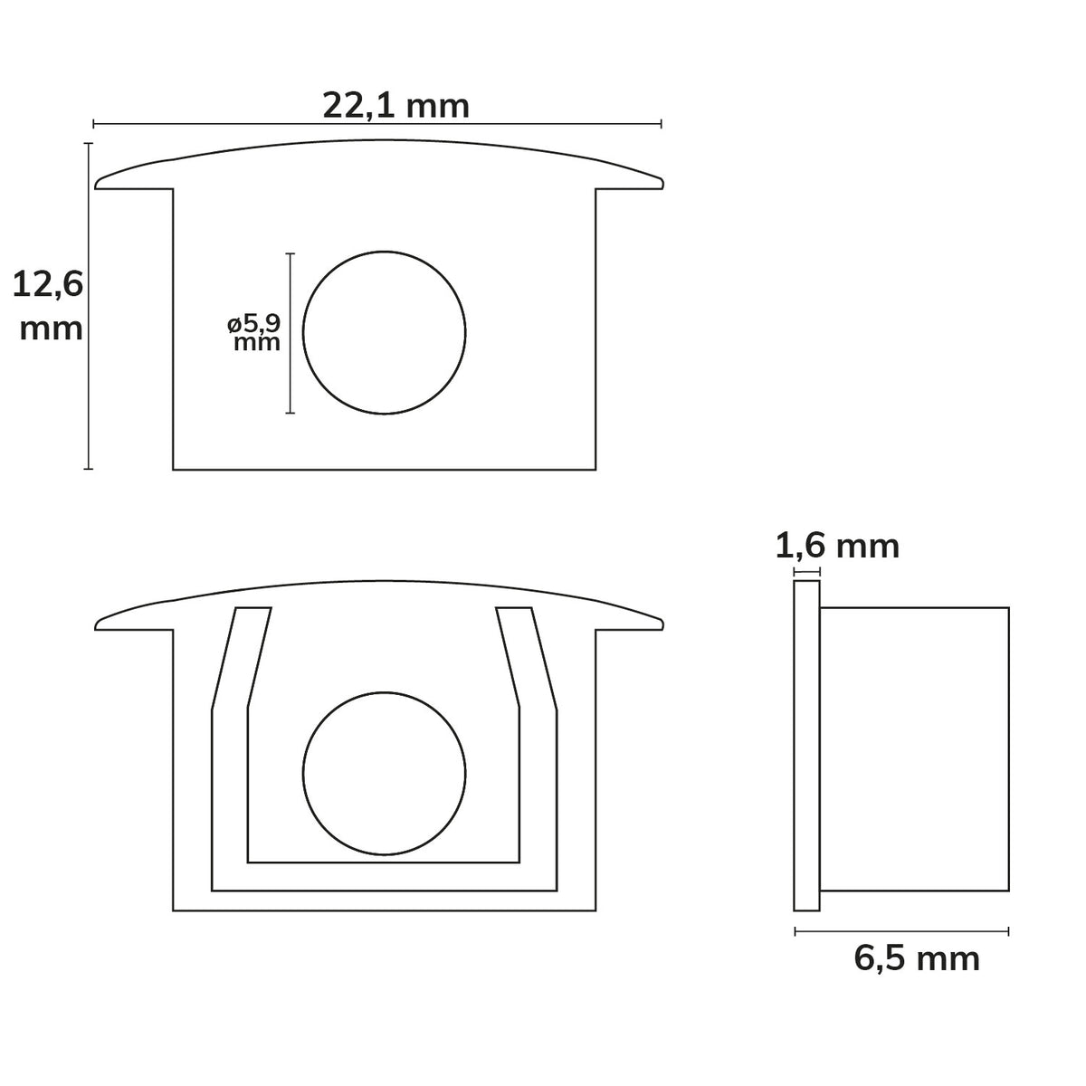 EC228 | Profielaccessoire | eindkap grijs voor MAXI-EB V2 | met kabeldoorvoer | recht