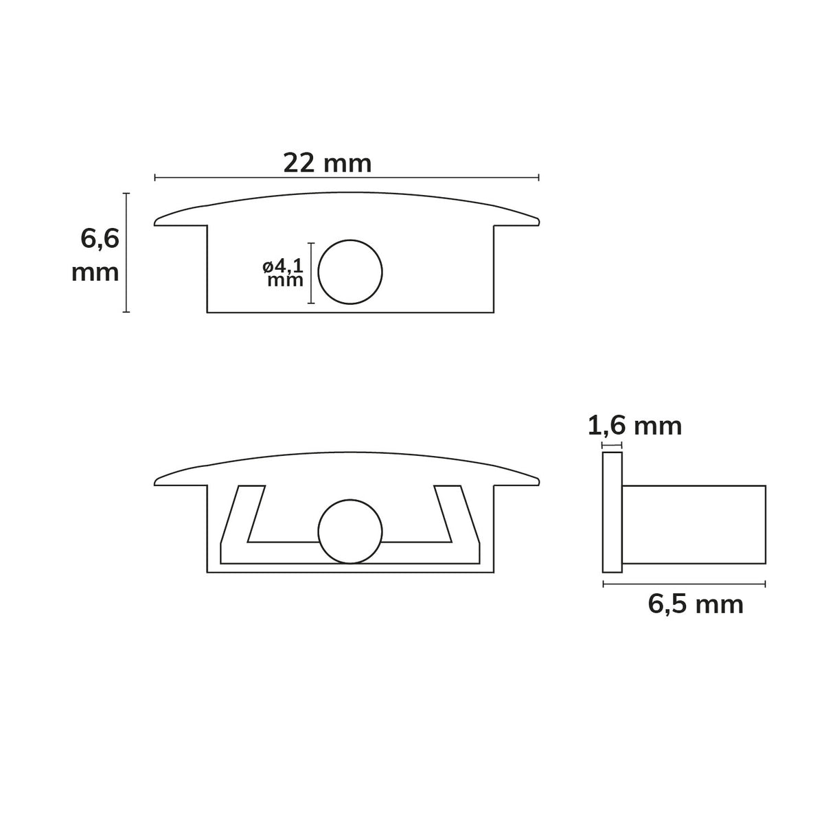 EC229 | Profielaccessoire | eindkap grijs voor MINI-EB V2 | recht | 1 stuk