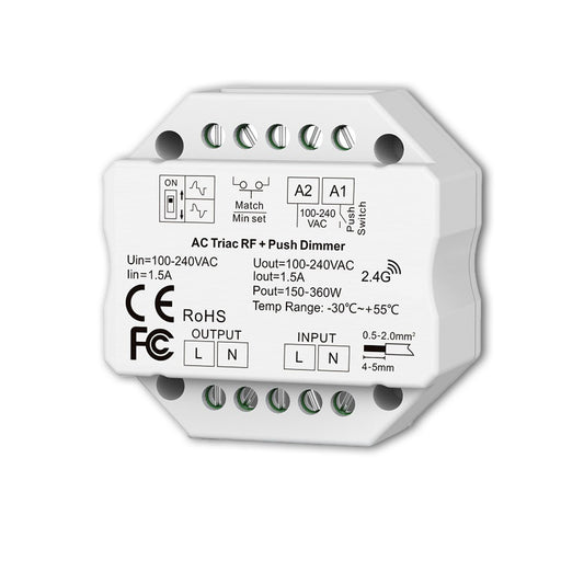 Sys-Pro + ZigBee 3.0 | Dimmer | drukknop/draadloos | 230V | 360VA | fase-aan/-afsnijding