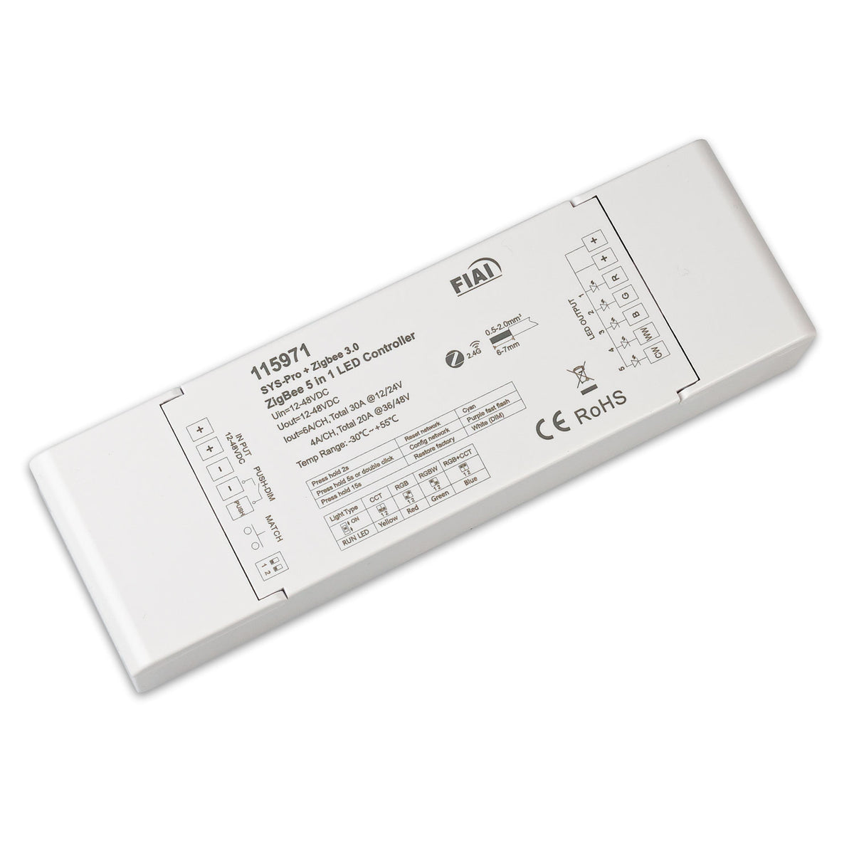 Sys-Pro + ZigBee 3.0 | Dimmer | Multi-PWM | 1-5 kanalen | 12-48V | 5x6A