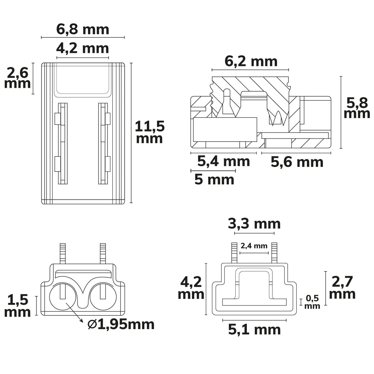 K2-25 | Connector | kabelverbinder | 2-polig | LED-strip 5mm | IP20 | max. 4A