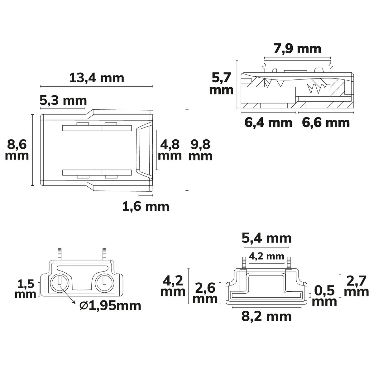 K2-28 | Connector | kabelverbinder | 2-polig | LED-strip 8mm | IP20 | max. 4A