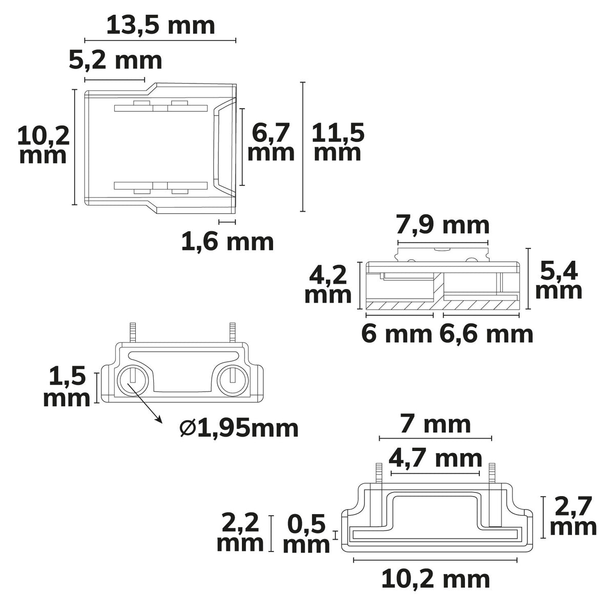 K2-210 | Connector | kabelverbinder | 2-polig | LED-strip 10mm | IP20 | max. 5A