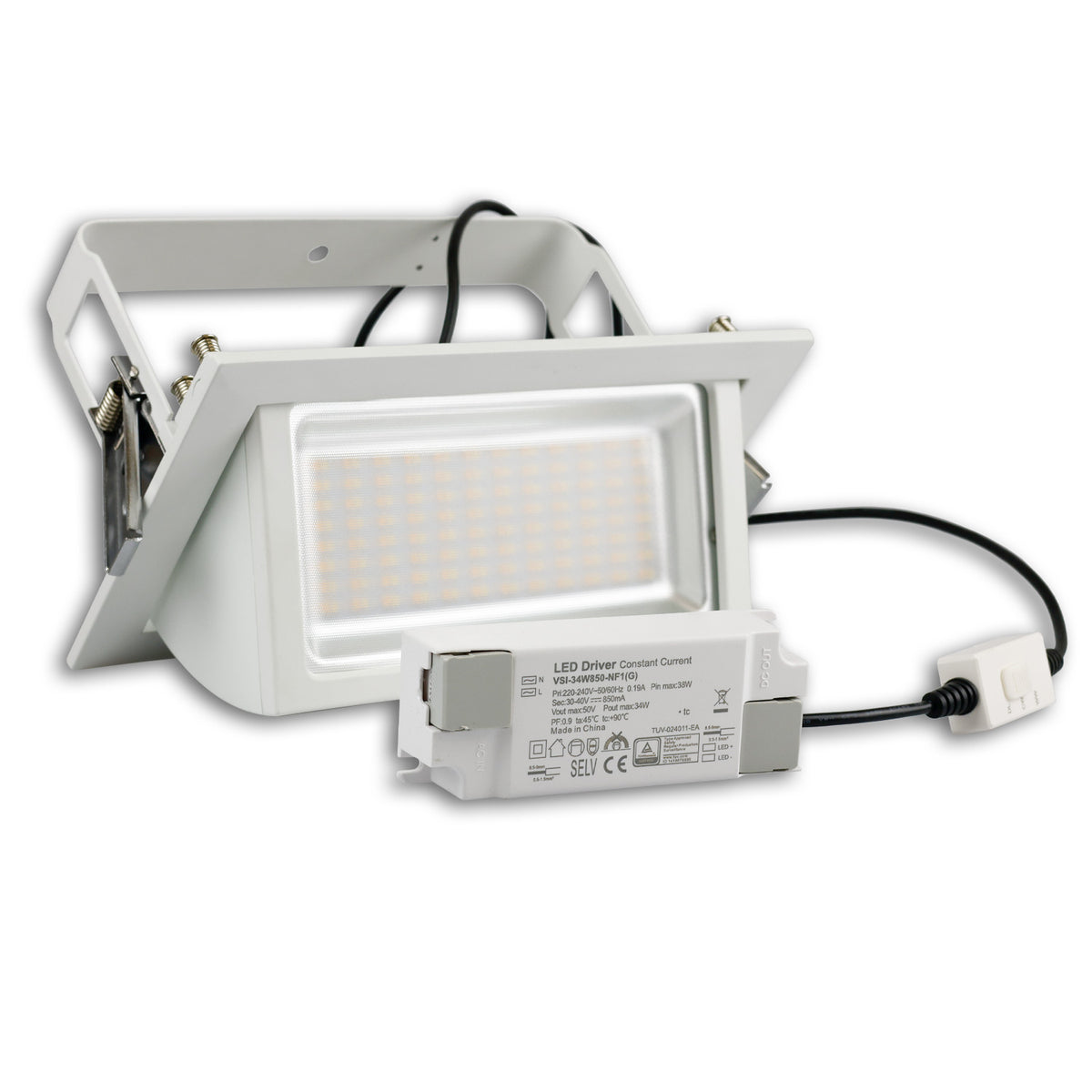 Box | Downlight | winkel | uitzwenkbaar | ColorSwitch 3000K/4000K/6000K | 32W | wit | dimbaar