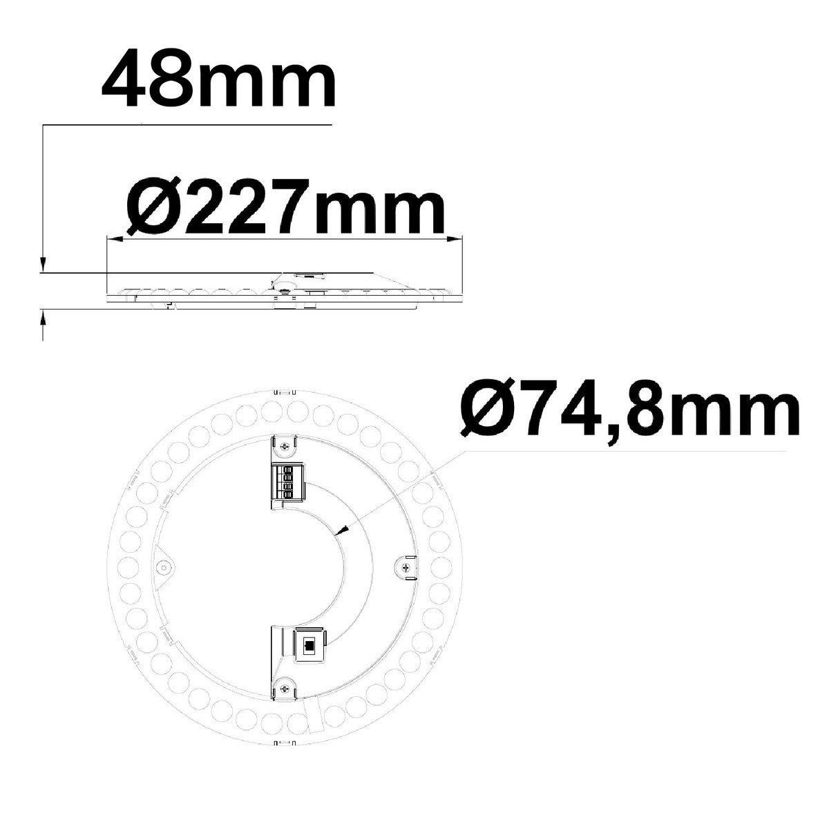 Ombouwprint | 227mm | magneethouder | ColorSwitch 3000K/4000K/6000K | 150 lm/W | 15W | dimbaar