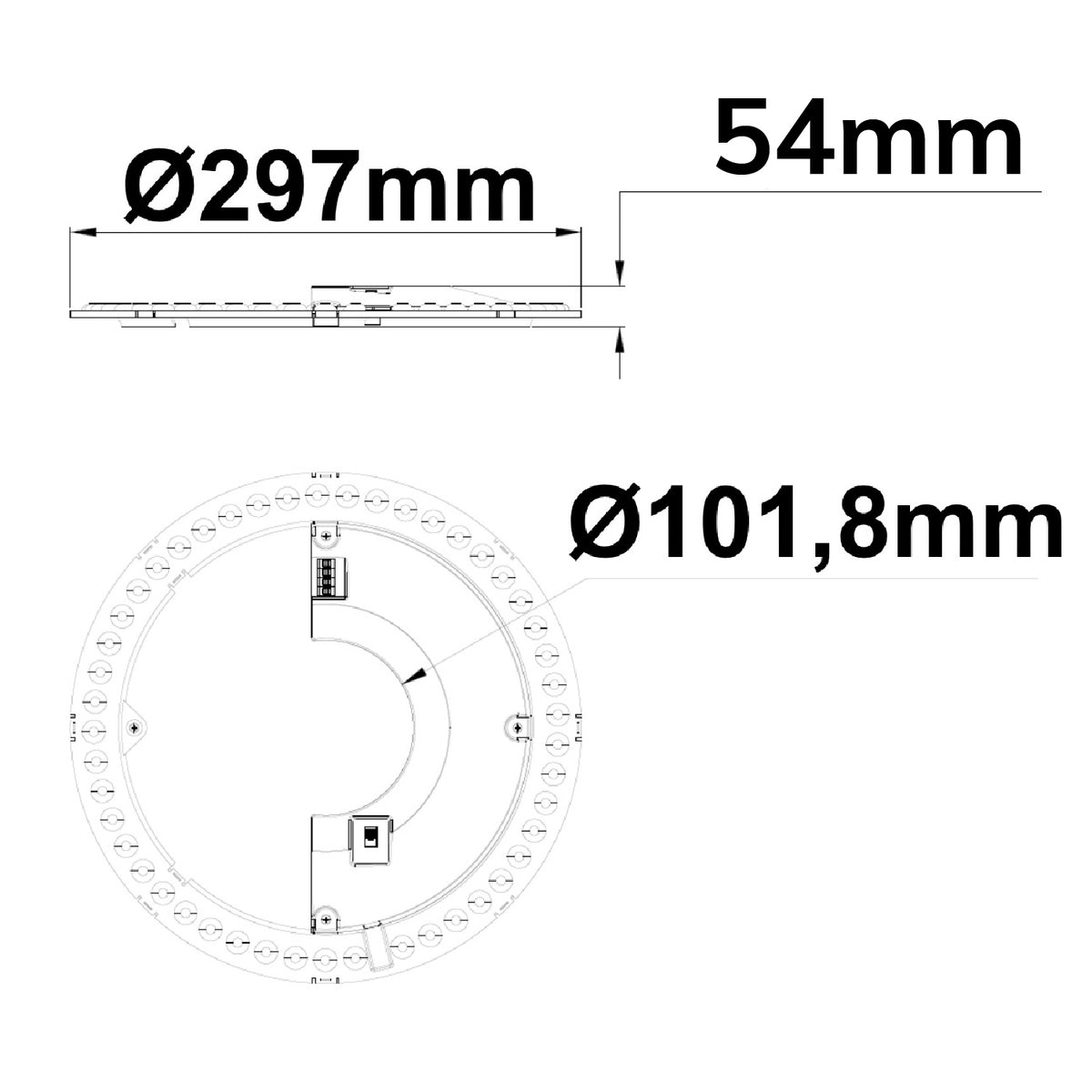 Ombouwprint | 297mm | magneethouder | ColorSwitch 3000K/4000K/6000K | 150 lm/W | 24W | dimbaar