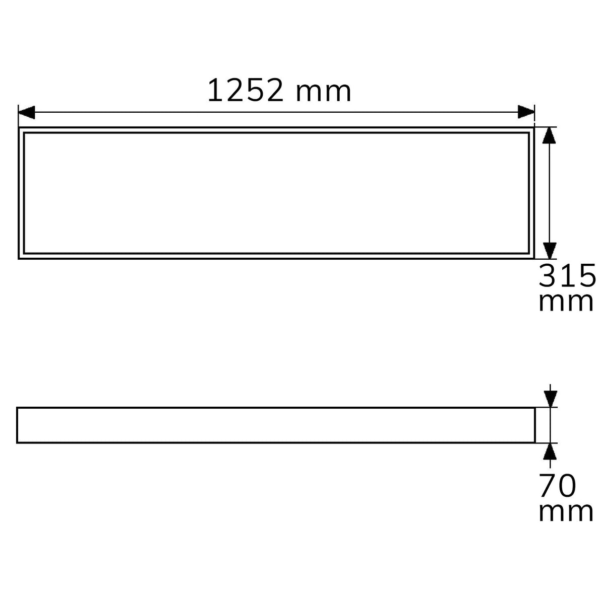Opbouwframe | wit RAL9016 | hoogte 7cm | voor LED paneel 308x1245