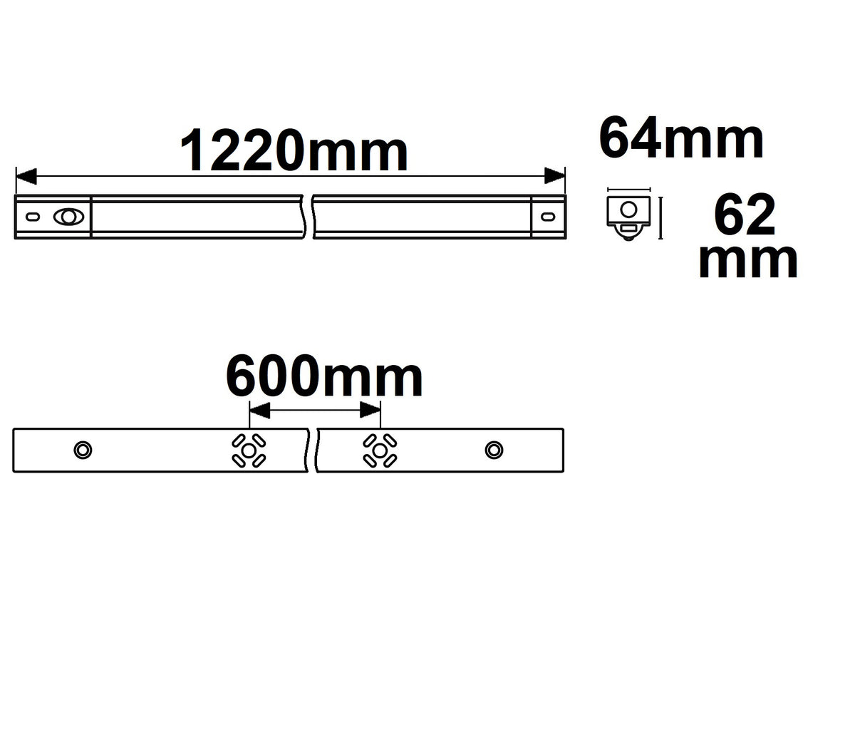 Lineaire armatuur | 120cm | met PIR-sensor | 22-37W | 150lm/W | 3000/4000/6000K