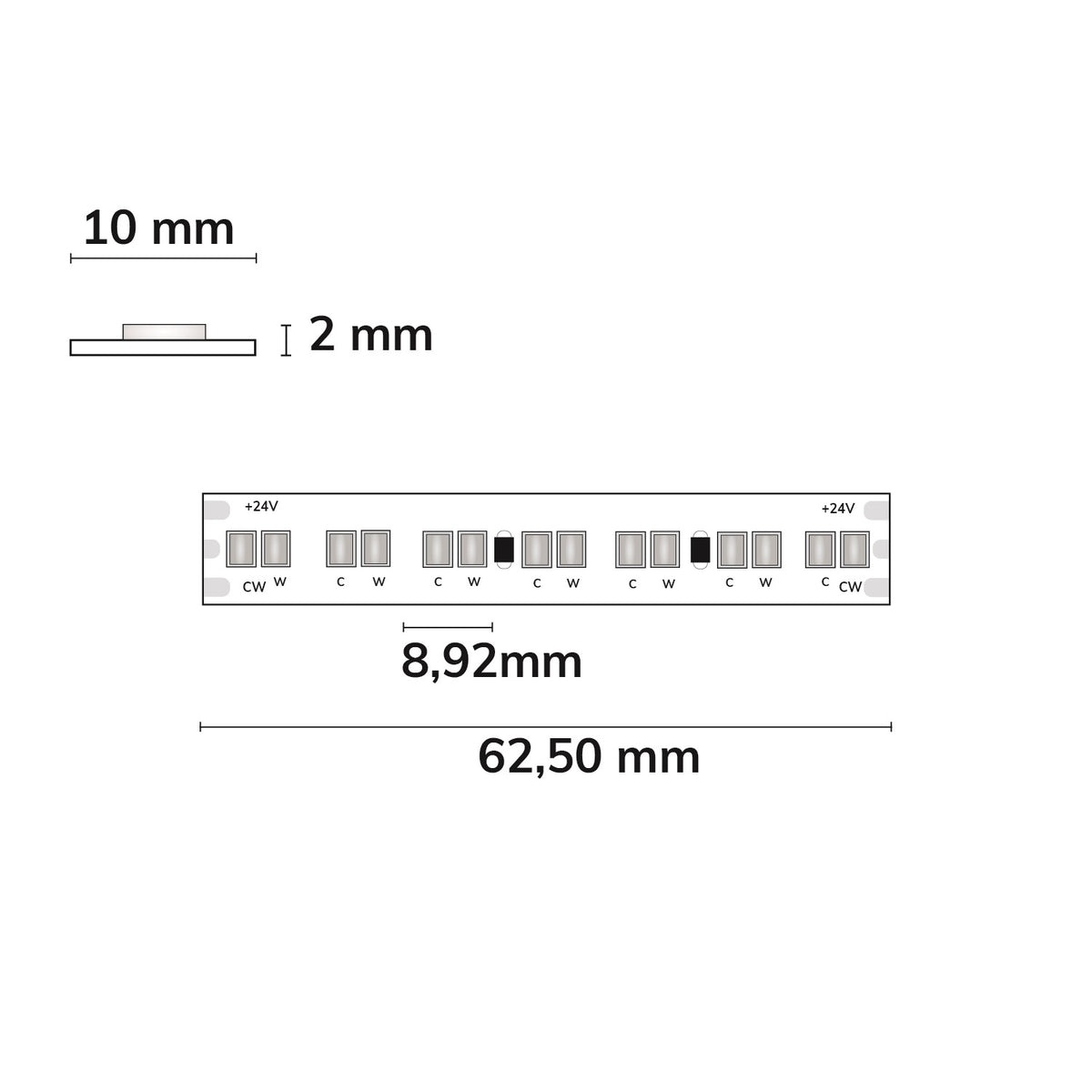 HEQ922/960 Linear CCT | LED-strip | 5m | 2200-6000K | 15W+15W | 24V | IP20