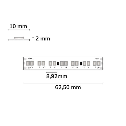 HEQ922/960 Linear CCT | LED-strip | 5m | 2200-6000K | 15W+15W | 24V | IP20