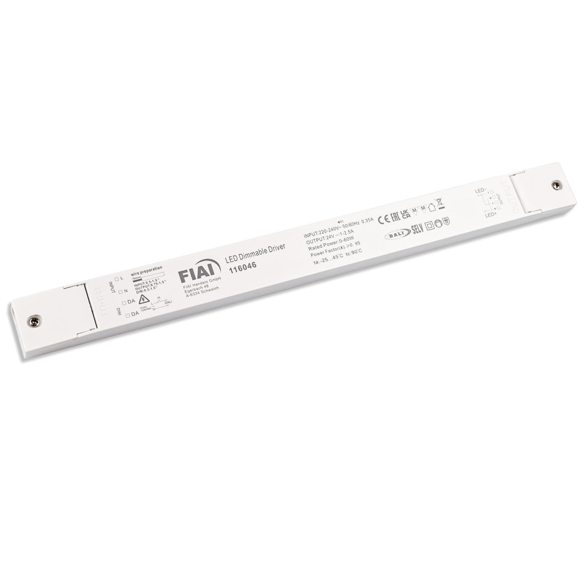 LED driver | 24V | 0-60W | Push/DALI-2 dimbaar | ultraslank
