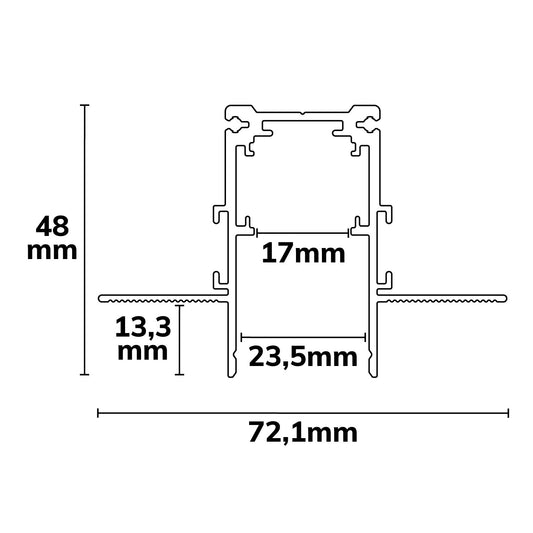 Track48 | Rail | gipsplaat inbouw | 4-polig | 200cm