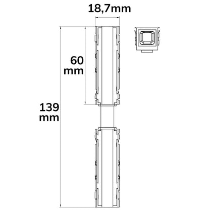 Track48 | Railaccessoire | Langsverbinder 45° | stroomvoerend | 4-polig | zwart