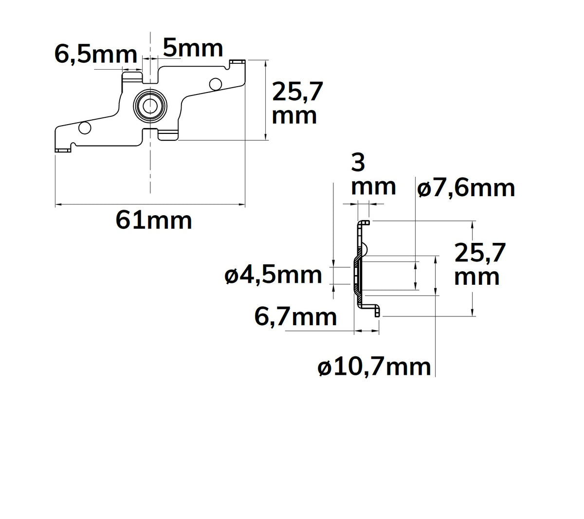 Track48 | Railaccessoire | Montageclip opbouwrail | zwart | 2 stuks