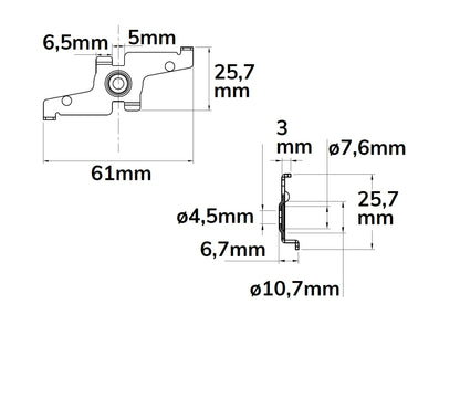 Track48 | Railaccessoire | Montageclip opbouwrail | zwart | 2 stuks