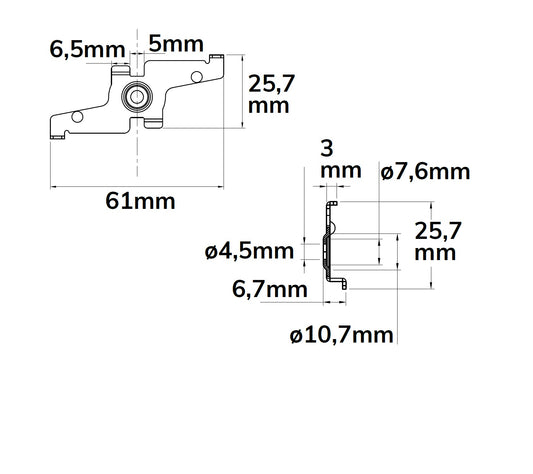 Track48 | Railaccessoire | Montageclip opbouwrail | zwart | 2 stuks