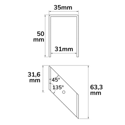Track48 | Railaccessoire | Montageklem inbouwrail | 2 stuks