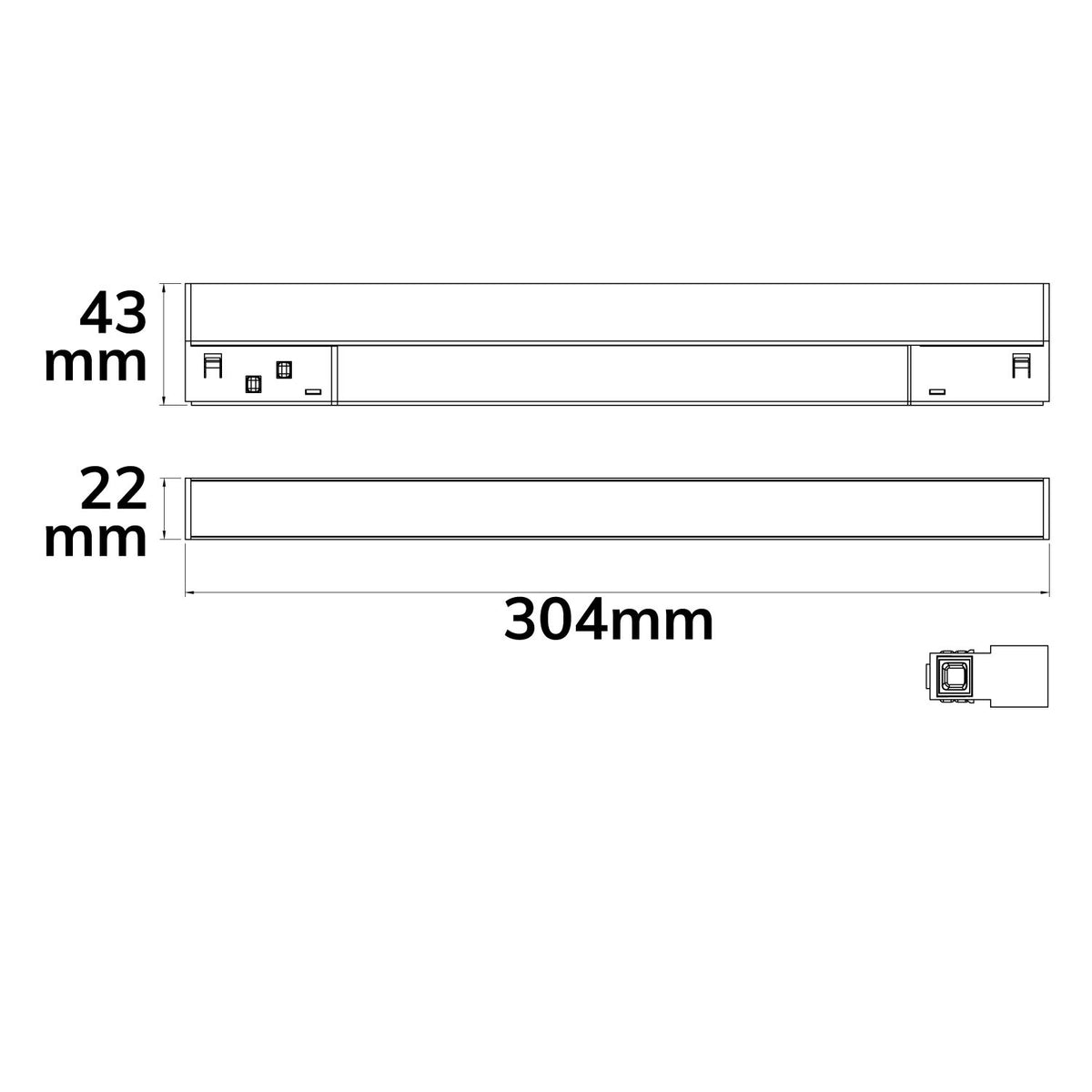 Track48 | Lineaire armatuur | 30cm | 48V | CRI90 | Line+ | 10W | 3000K | zwart