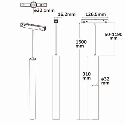 Track48 Pipe | Hanglamp | UGR<19 | CRI90 | DALI dimbaar | 36° | wit