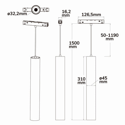Track48 Pipe | Hanglamp | UGR<19 | CRI90 | DALI dimbaar | 36° | wit