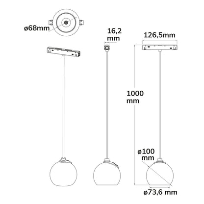 Track48 ball focus | Hanglamp | CRI90 | DALI dimbaar | 12W | 3000K | zwart | 60° | 48V