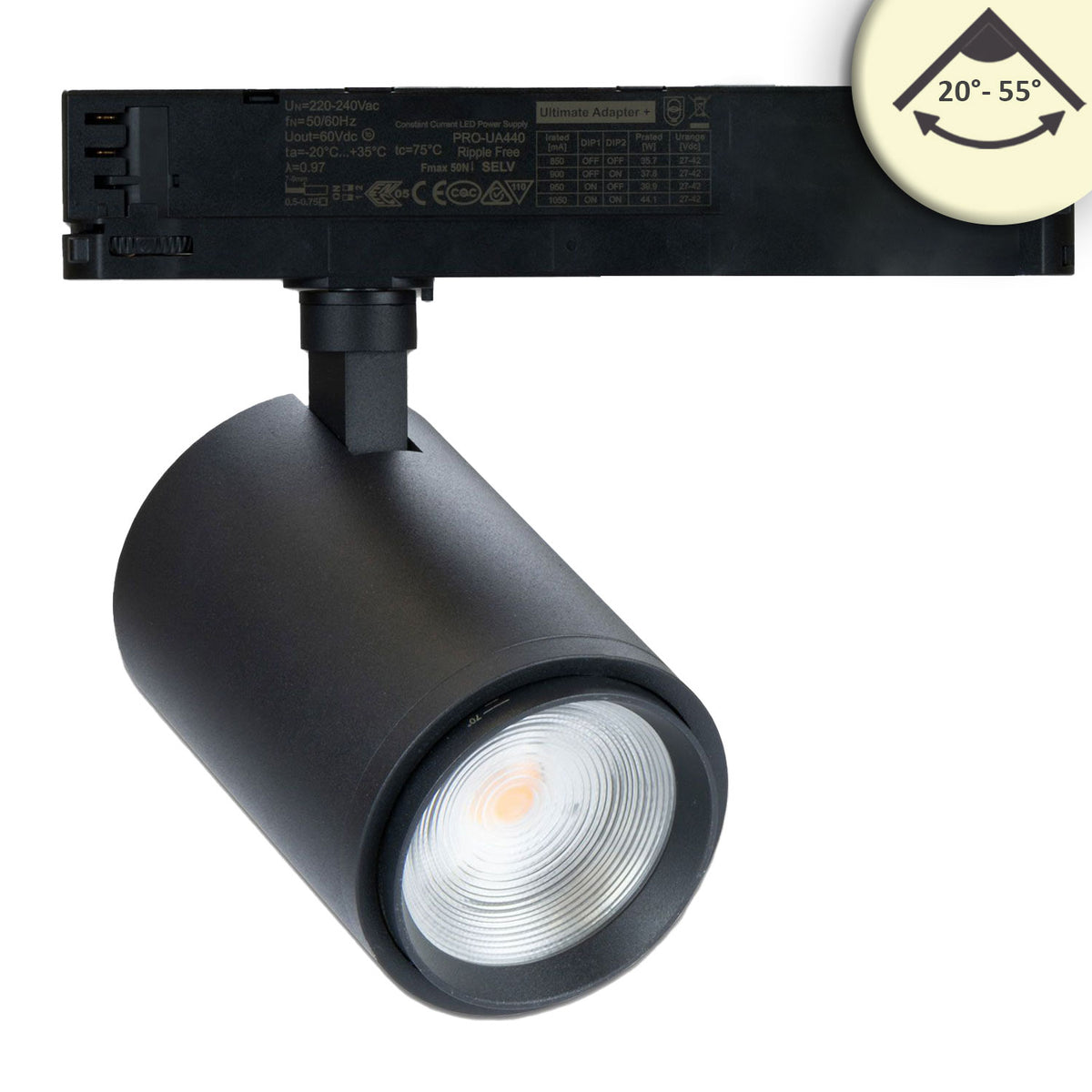 Railspot | 3-fase | focusbaar 20°-70° | 42W | CRI92 | dimbaar