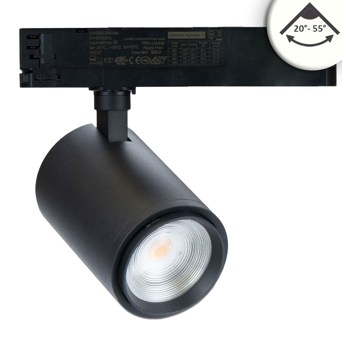 Railspot | 3-fase | focusbaar 20°-70° | 42W | CRI92 | dimbaar