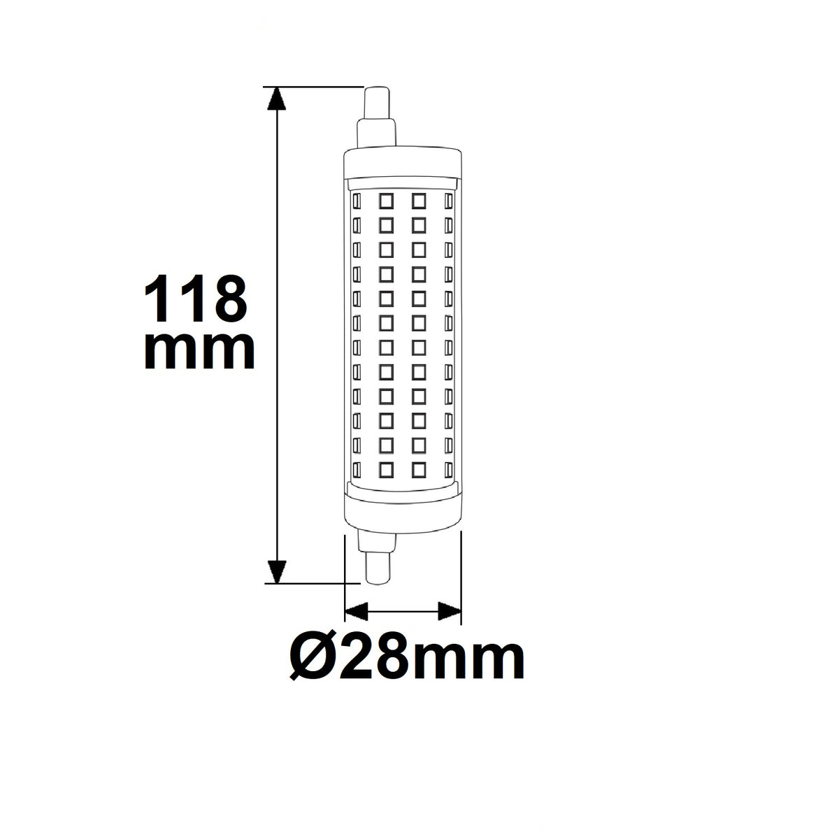 R7s | LED-lamp | 118mm | dimbaar | 14W