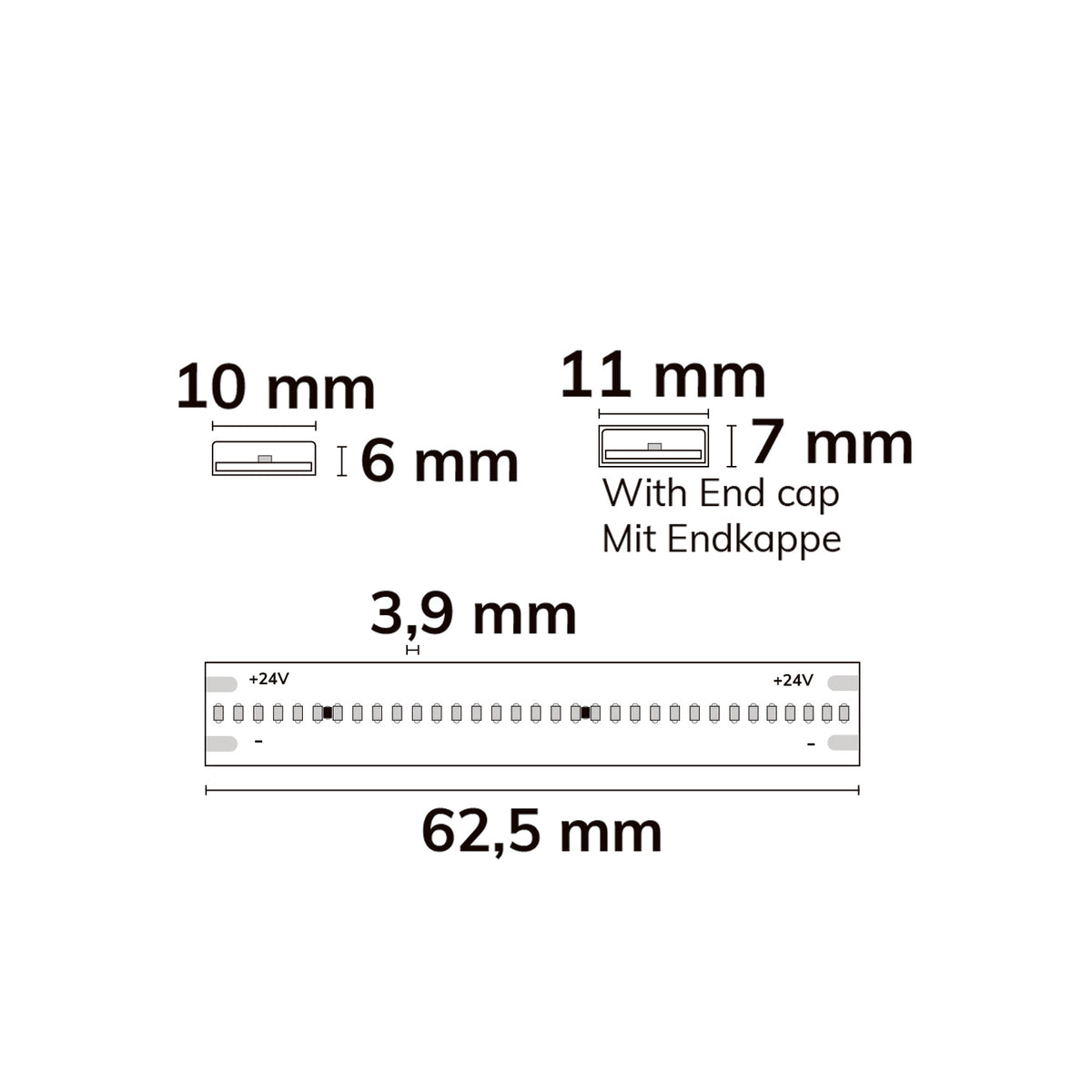 HT927/965 COB CCT | LED-strip | 5m | 2700-6500K | 8W/m | 24V | IP68 | tot 100°C