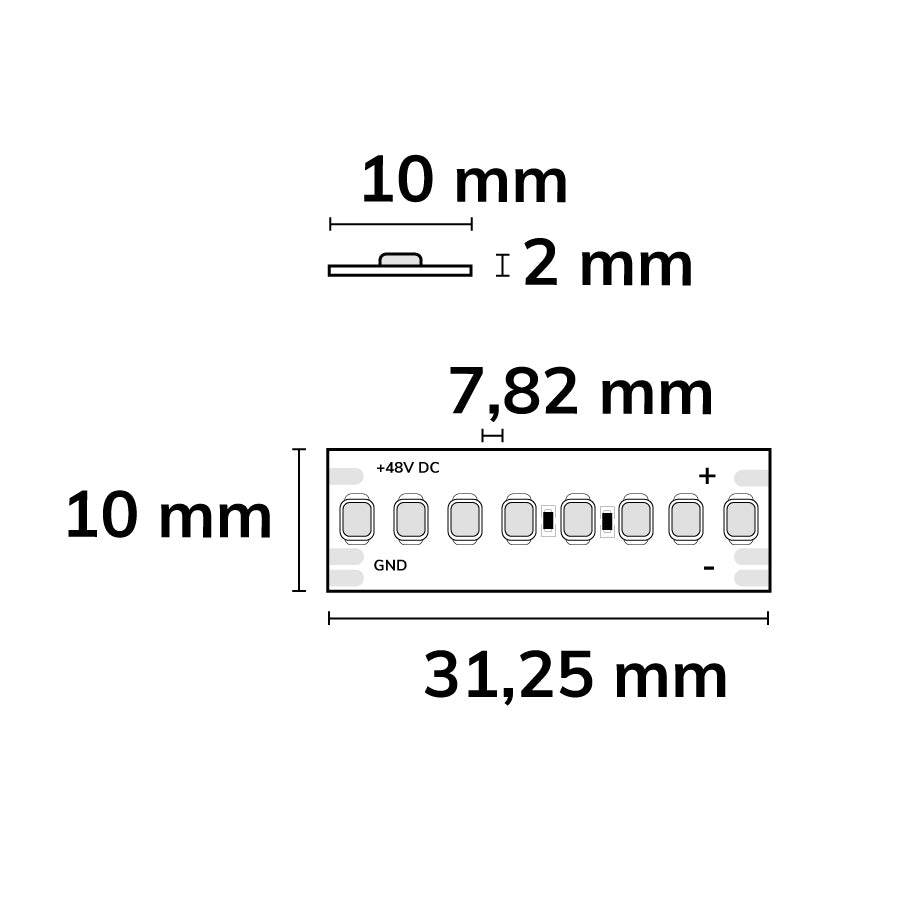HEQ918/940 Linear CCT | LED-strip | 10m | 1800-4000K | 6W+6W | 48V | IP20