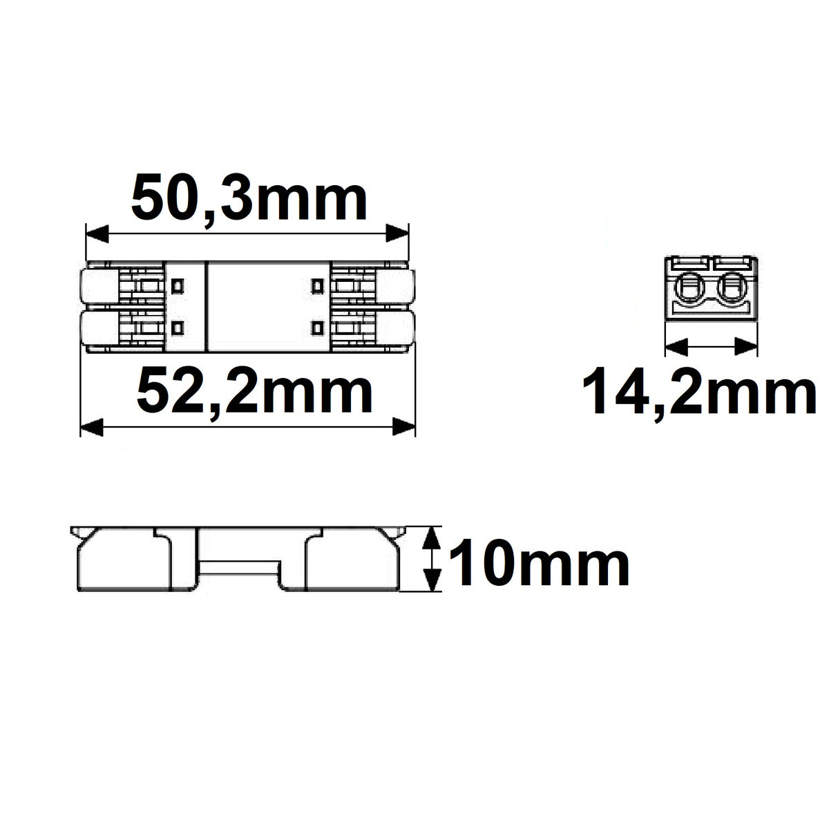 Connector | Doorvoerstekker 2-polig | 0,5-2,5mm² | 250V/10A | flexibele geleiders