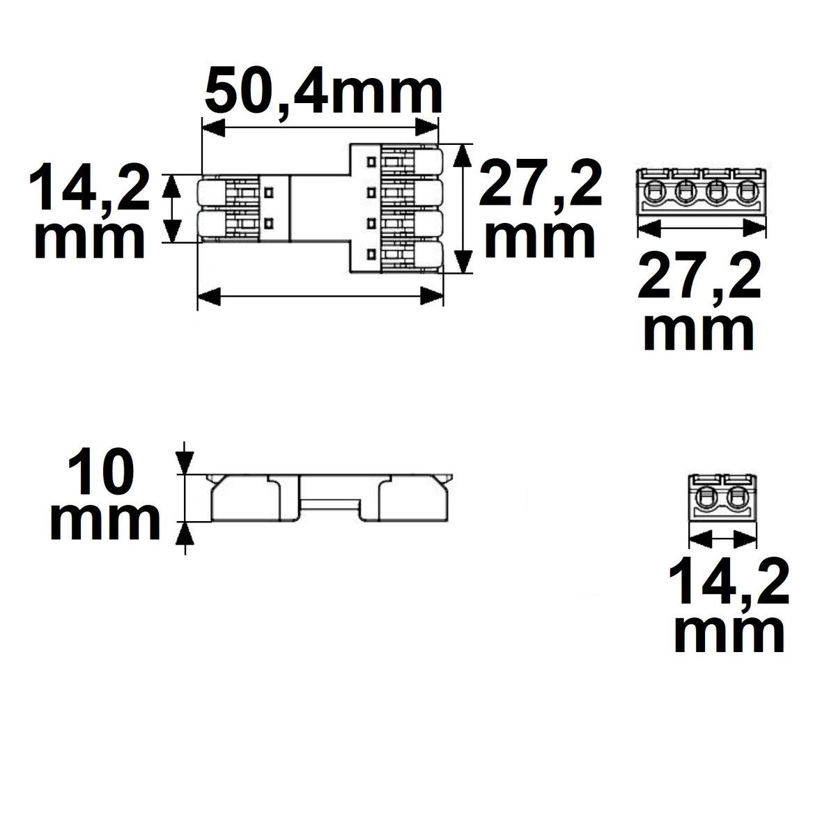 Connector | Doorvoerstekker 2-polig in, 2x2-polig uit | 0,5-2,5mm² | 250V/10A